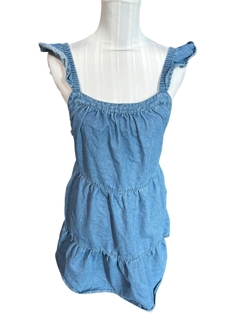 Smocked Denim Sundress Tiered Size M